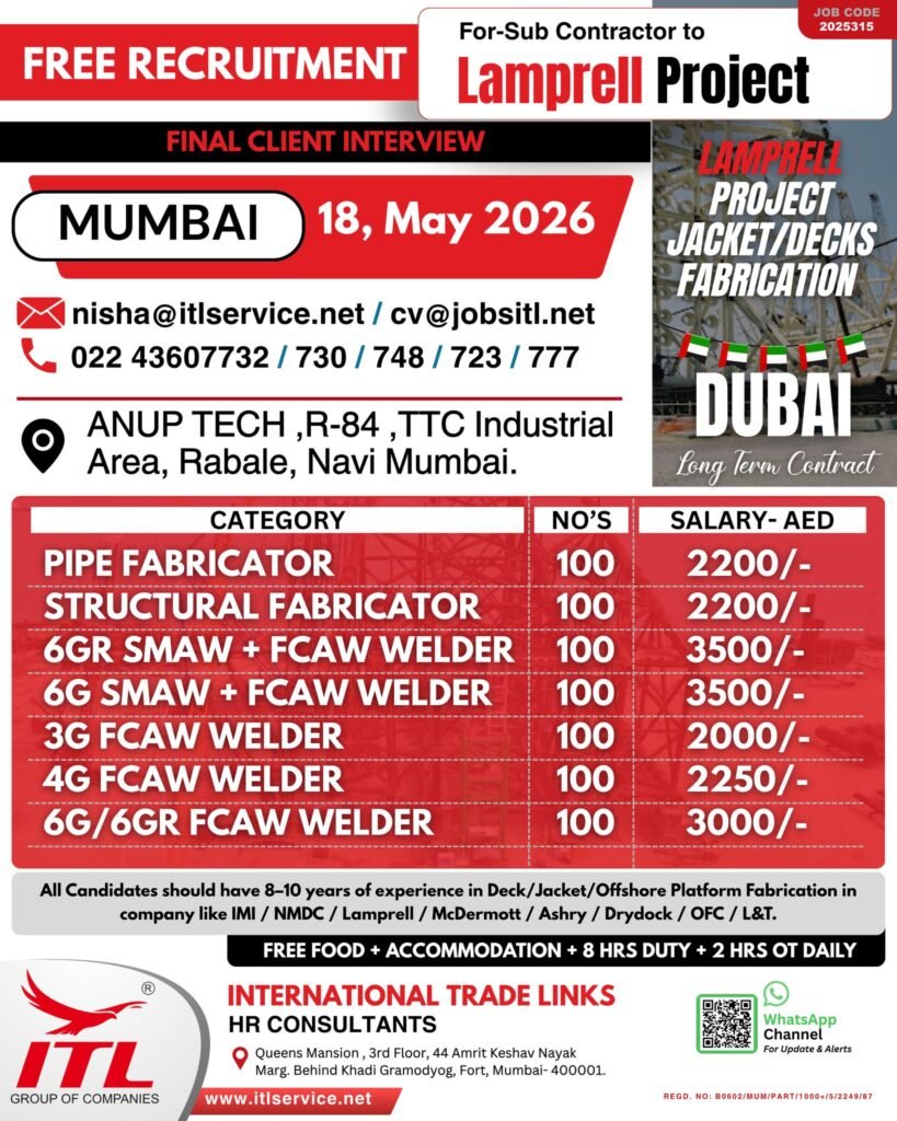 Dubai Lamprell Project Jobs 2026 – Free Recruitment 