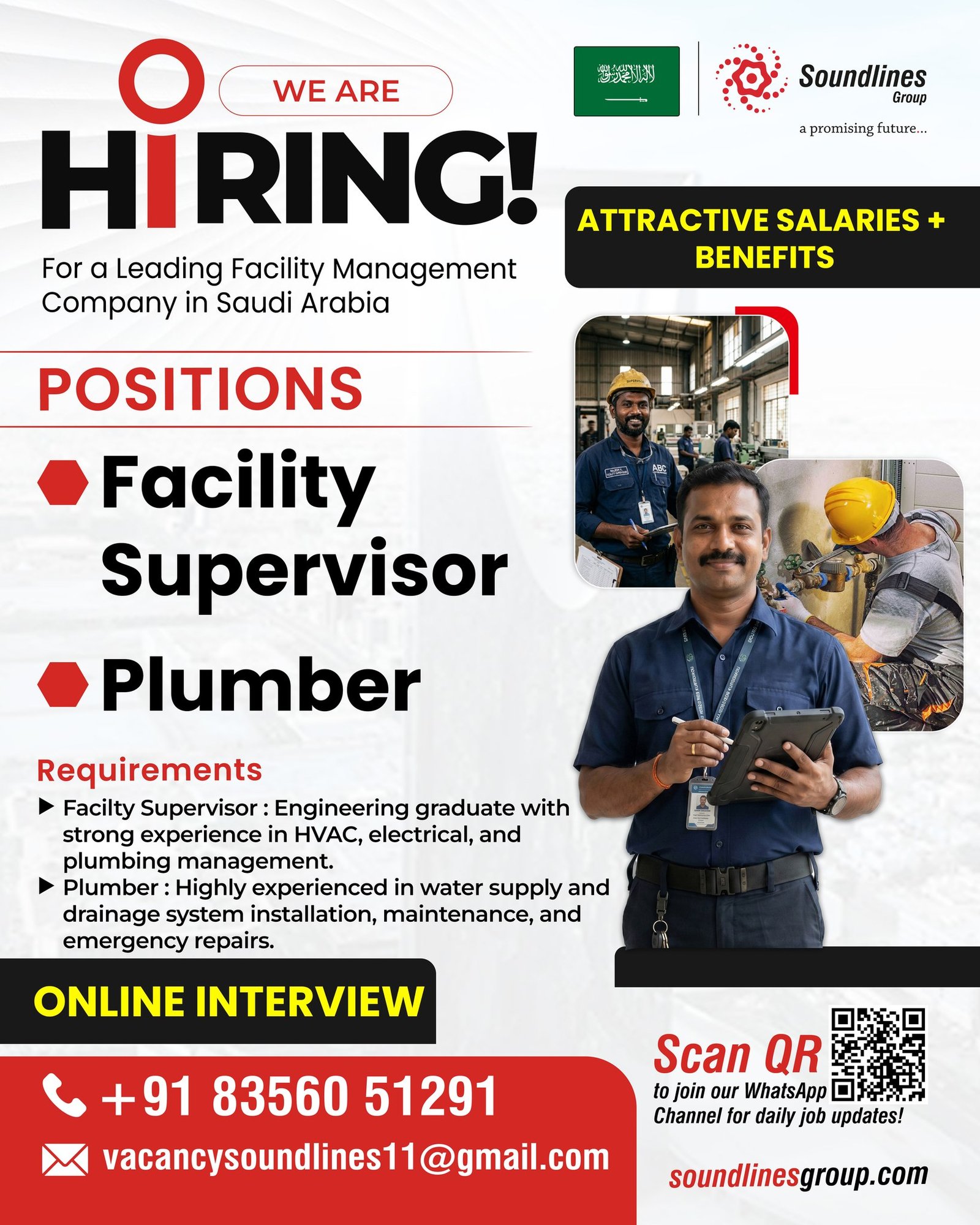 Hiring For a Leading Facility Management Company in Saudi Arabia