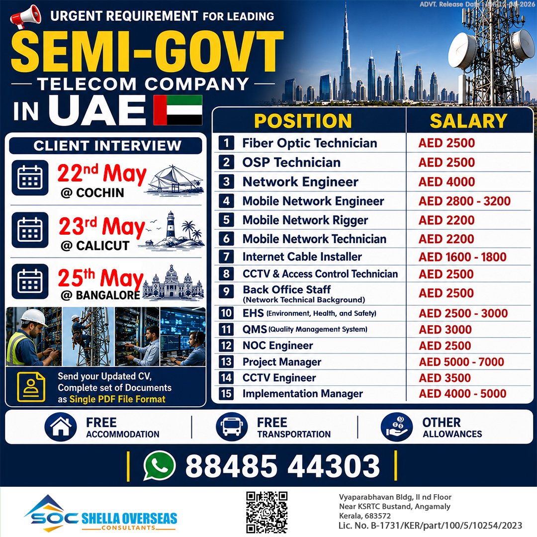 UAE Telecom Jobs 2026 – Semi-Government Company Hiring 