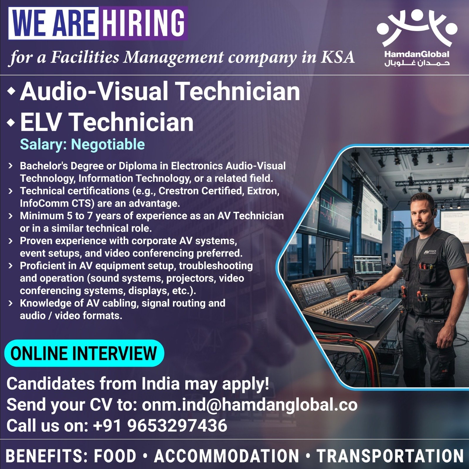 hiring for a Facilities Management company in Saudi Arabia