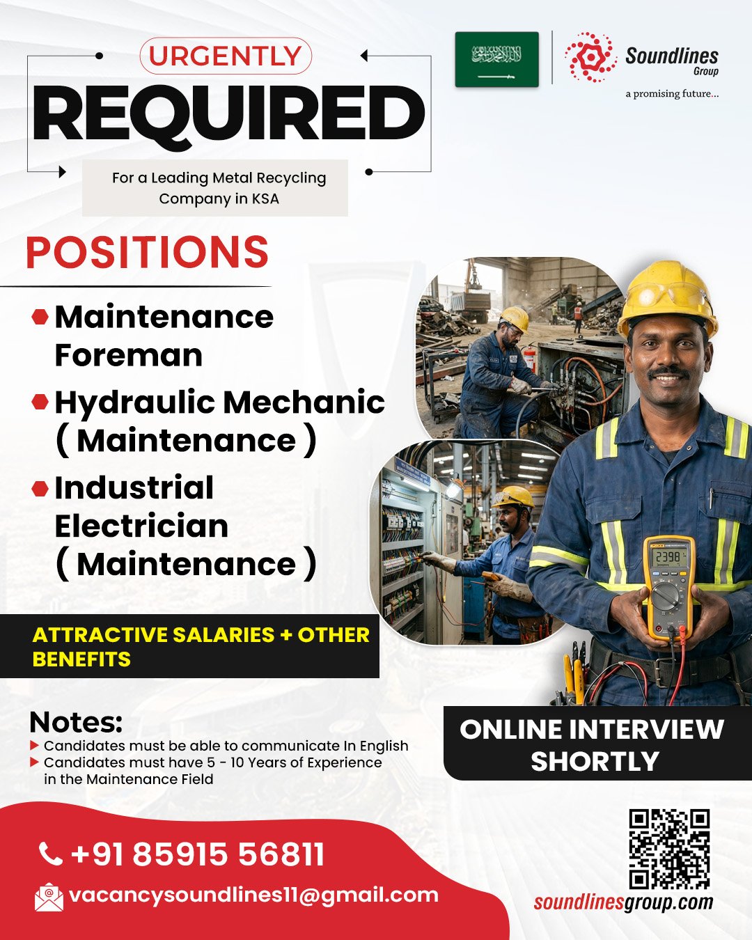 Hiring For a Leading Metal Recycling Company in Saudi Arabia