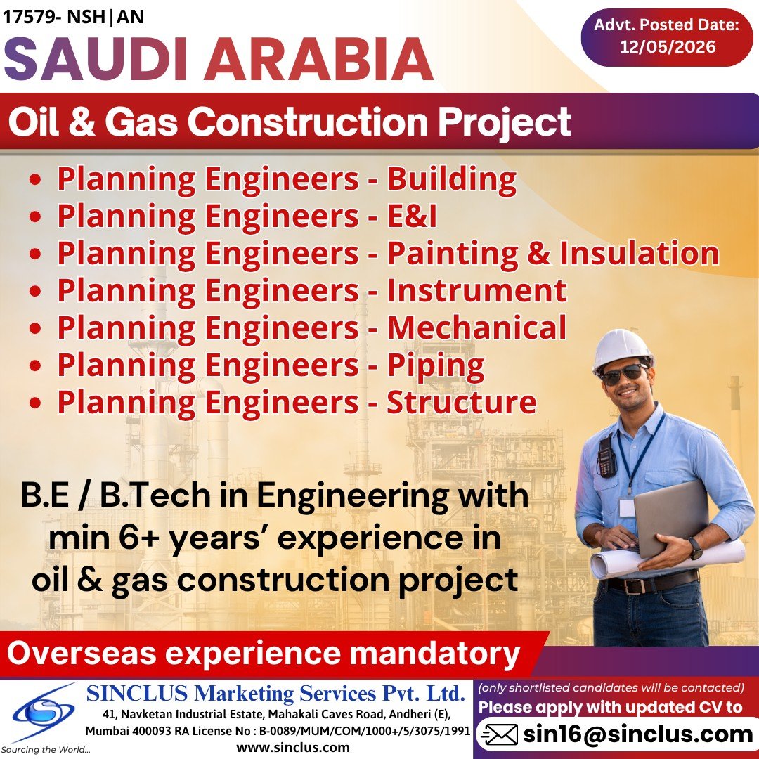 Jobs in Saudi Arabia - Hiring for a prestigious Oil & Gas Construction Project