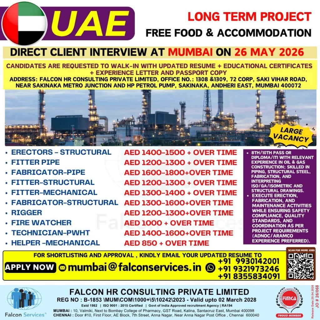 UAE Hiring – Long Term Oil & Gas Project UAE Hiring – Long Term Oil & Gas Project