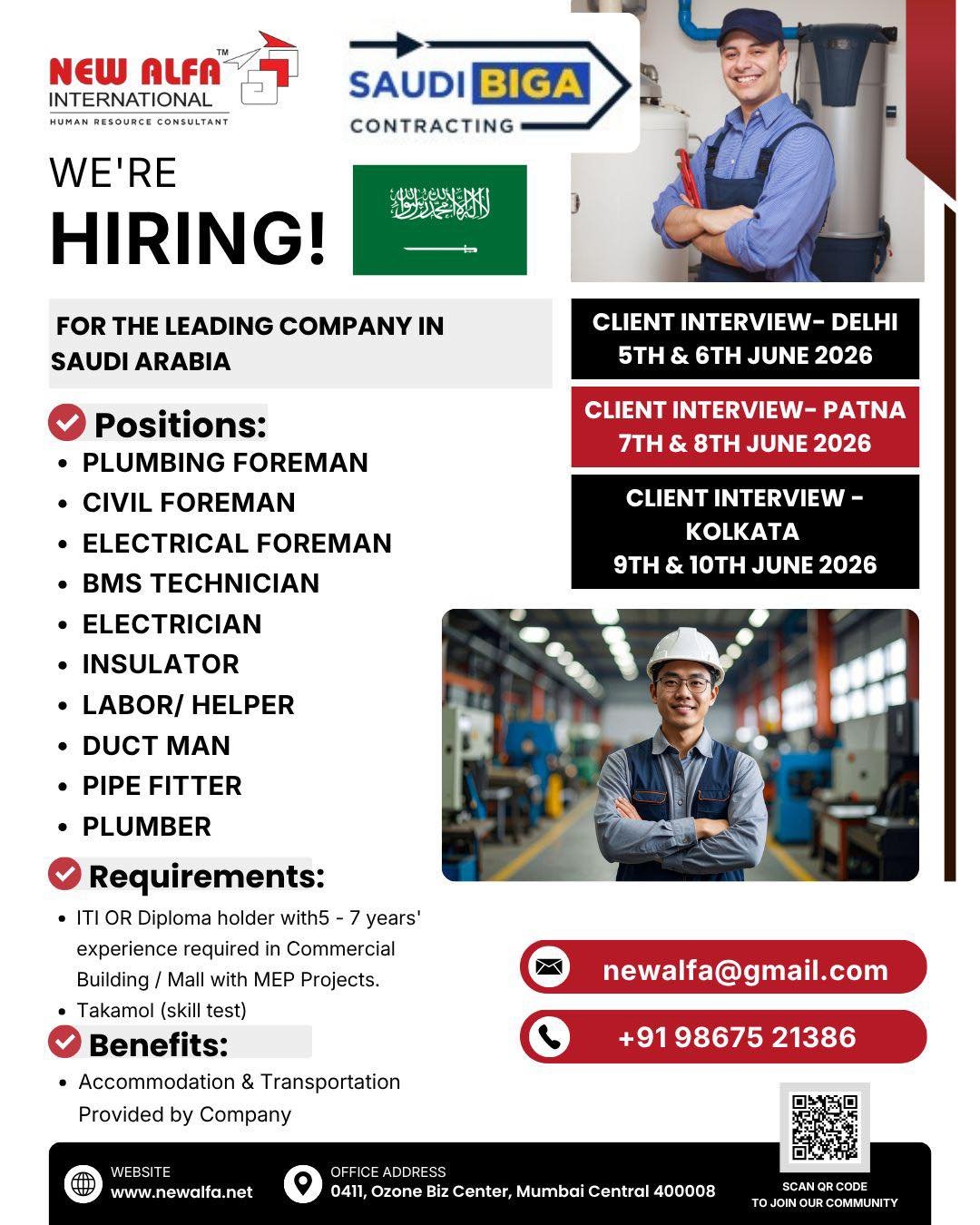 Saudi Arabia MEP Jobs 2026 | Urgent Hiring 