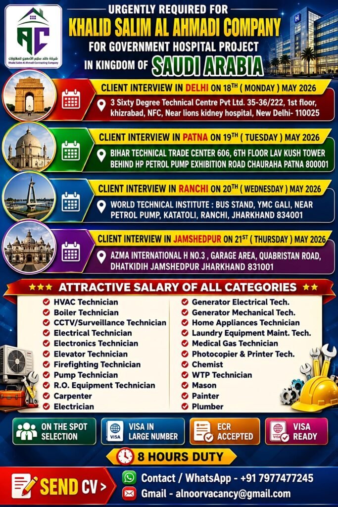 Saudi Arabia Government 2025: Hiring For KHALID SALIM AL AHMADI COMPANY Saudi Arabia Government 2025: Hiring For KHALID SALIM AL AHMADI COMPANY