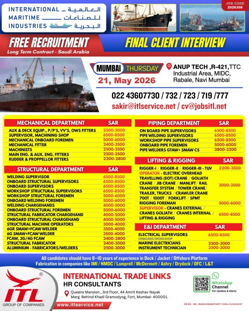 Saudi Arabia Offshore & Marine Jobs 2026 – Free Recruitment 