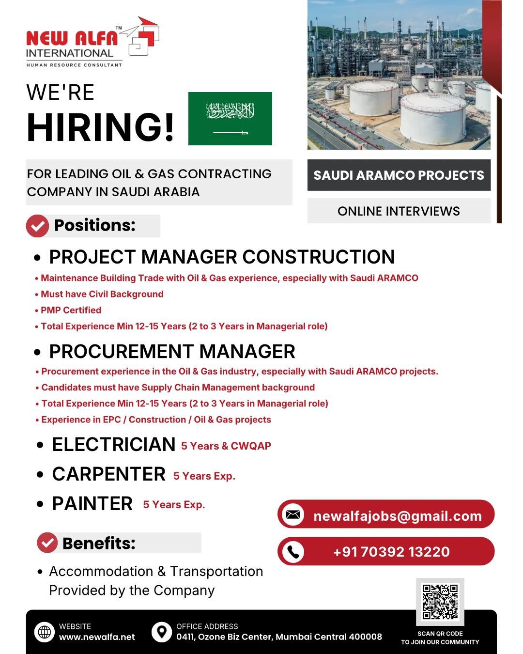 Saudi Arabia Oil & Gas Jobs 2026 | Saudi Aramco Project Vacancies 