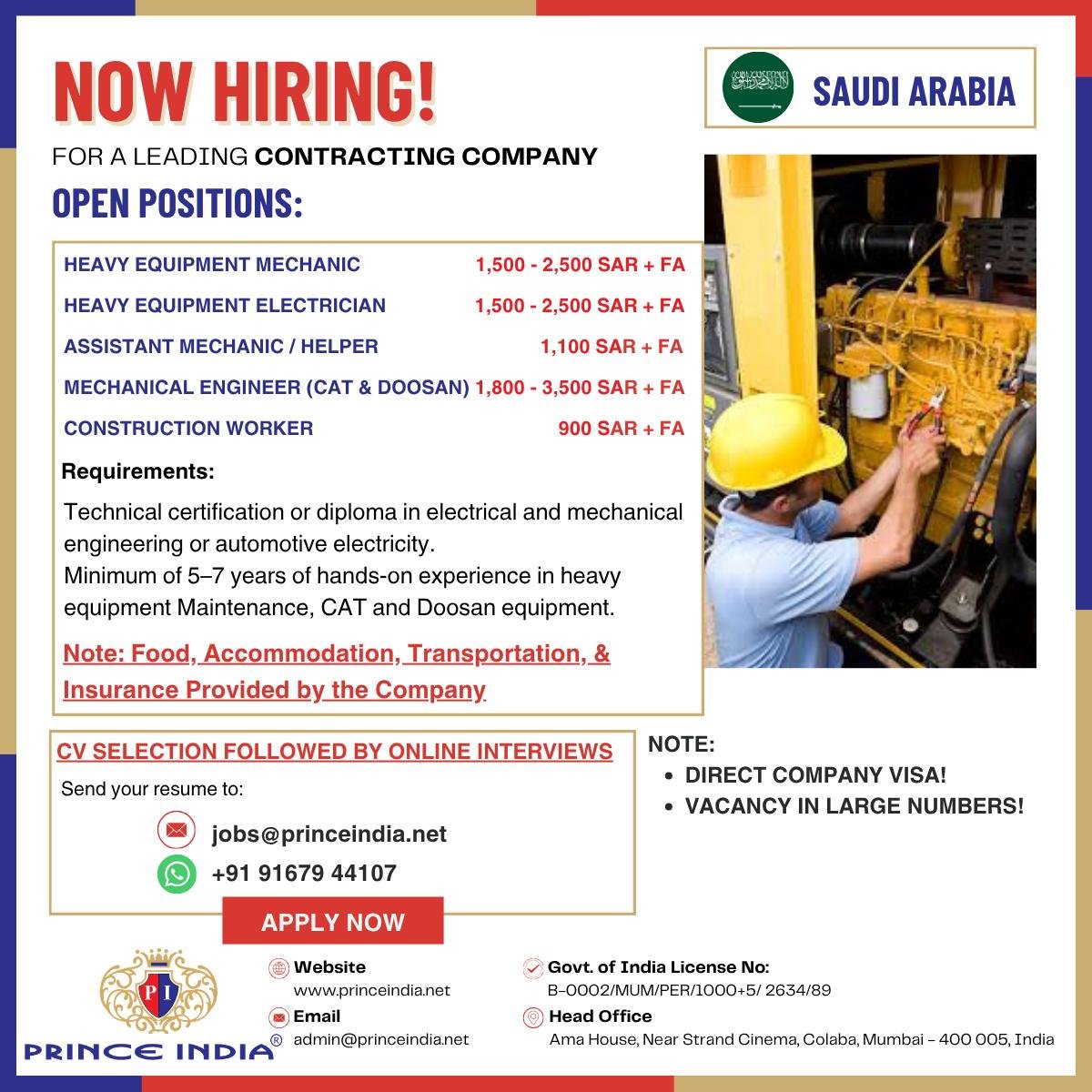 Saudi Arabia - Hiring For Leading Company