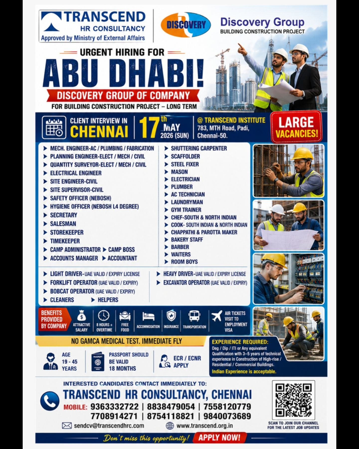UAE Abu Dhabi Building Construction Jobs 2026 – Hiring For Discovery Group of Company