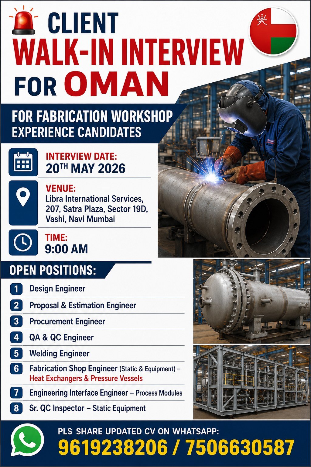 Oman Jobs 2026: Job Vacancies for Fabrication Workshop