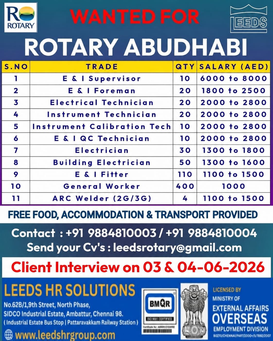Abu Dhabi Jobs 2026: Rotary Abu Dhabi Hiring E&I Supervisors, Electricians, Technicians & Welders
