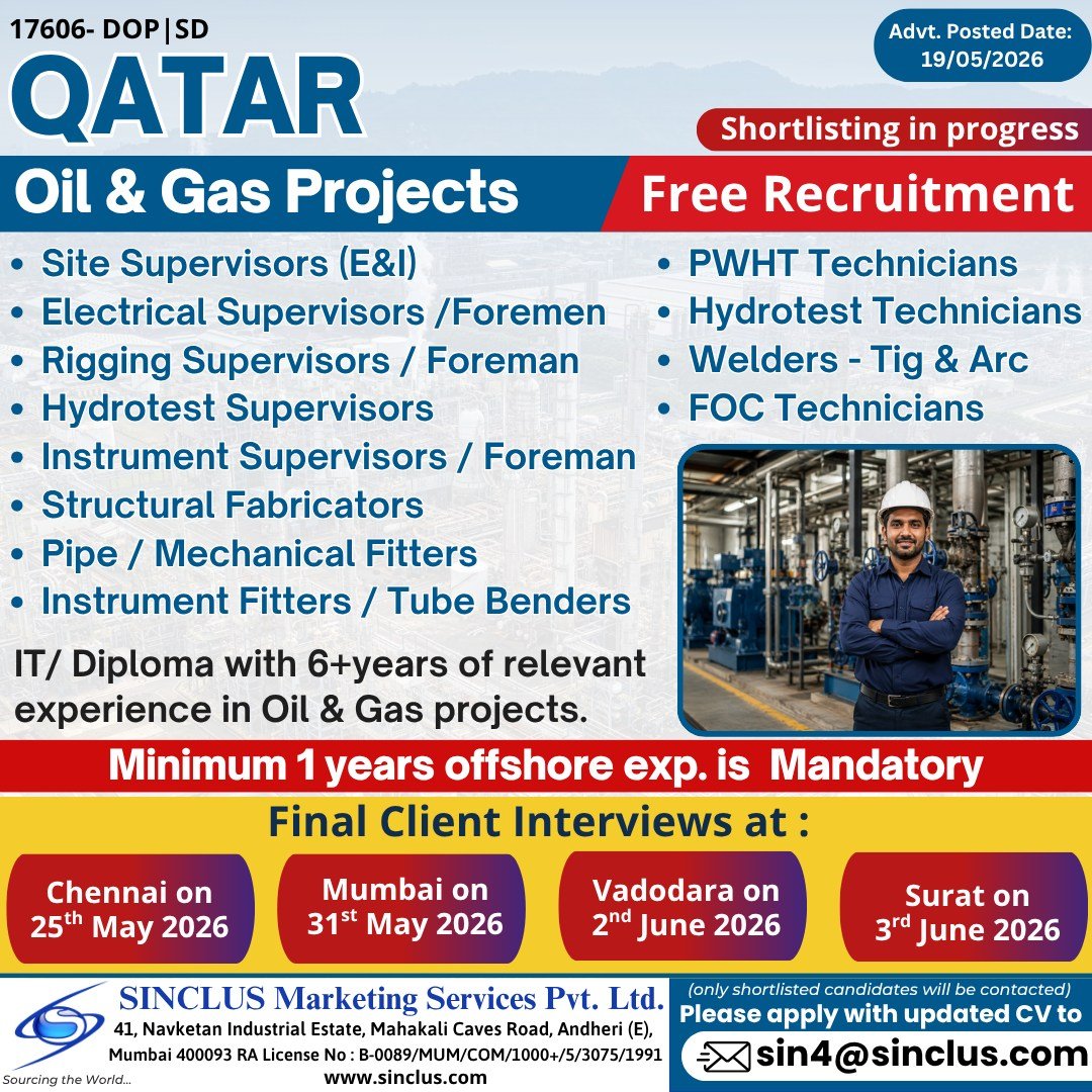 Qatar Oil & Gas Jobs 2026: Free Recruitment for Supervisors, Technicians, Welders & Fitters