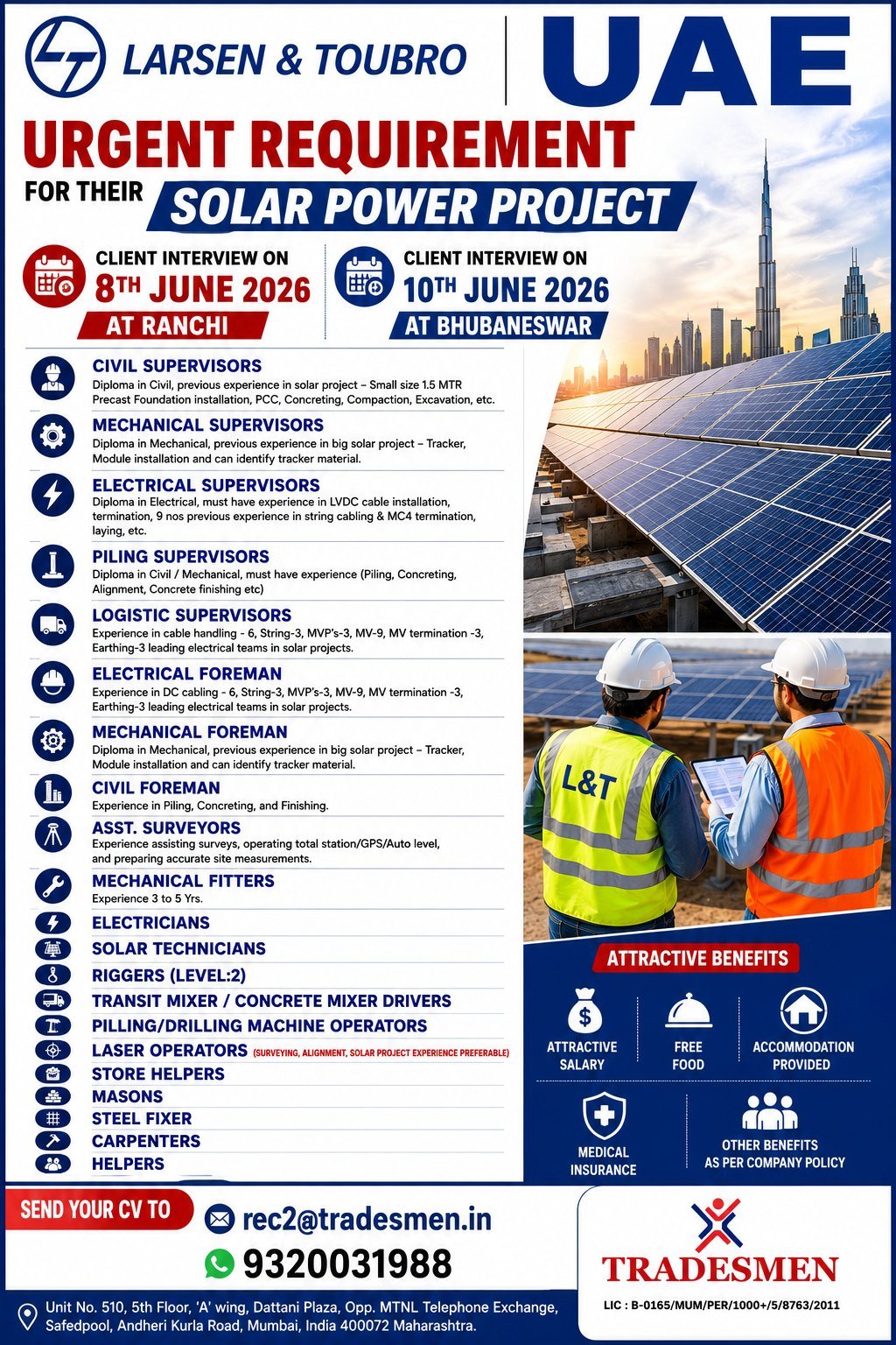 UAE Solar Power Project Jobs 2026: Larsen & Toubro Hiring 