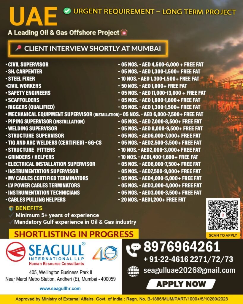 UAE Oil & Gas Offshore Project Jobs 2026 – Long-Term Gulf Opportunities