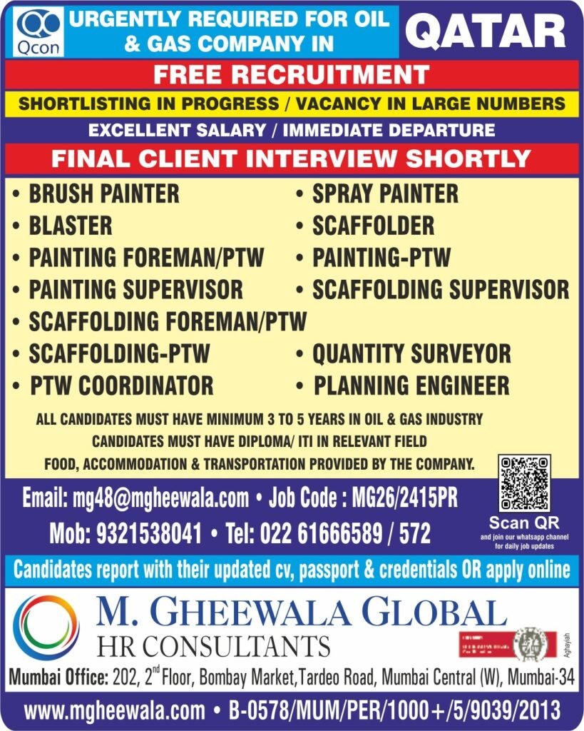 Qatar QCON Oil and Gas Jobs 2026 – Free Recruitment for Multiple Vacancies