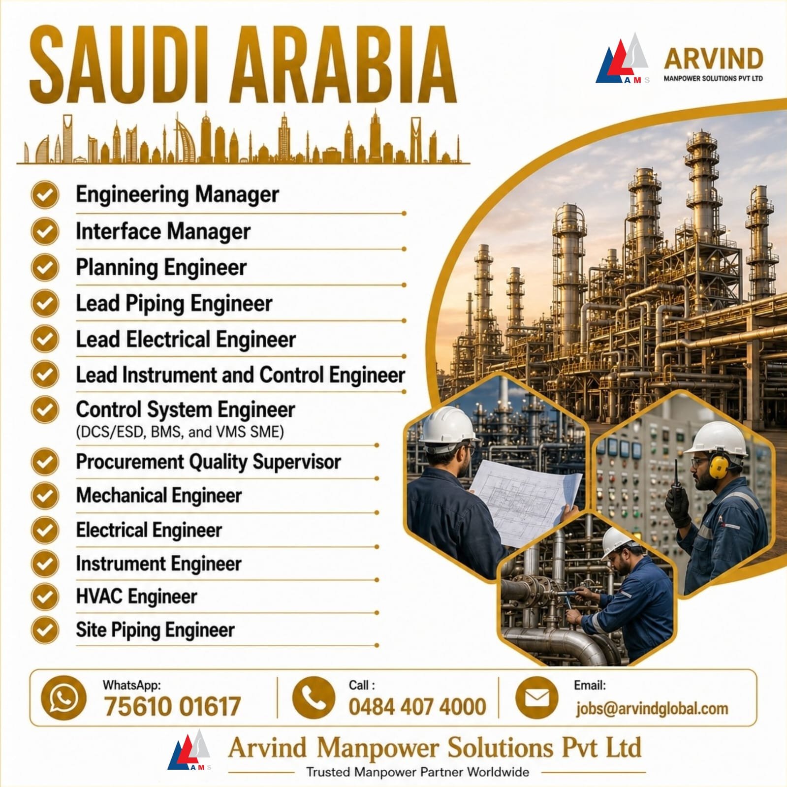 Saudi Arabia Engineering Jobs 2026: Hiring Engineering Managers, Planning Engineers & HVAC Engineers