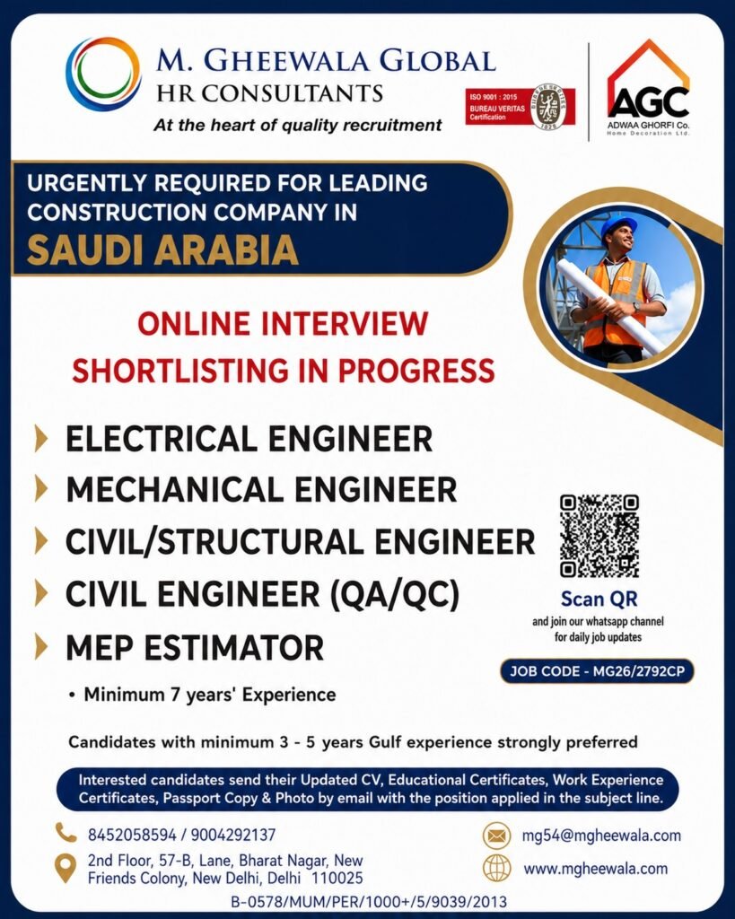 Saudi Arabia Construction Jobs 2026 – Hiring For AGC