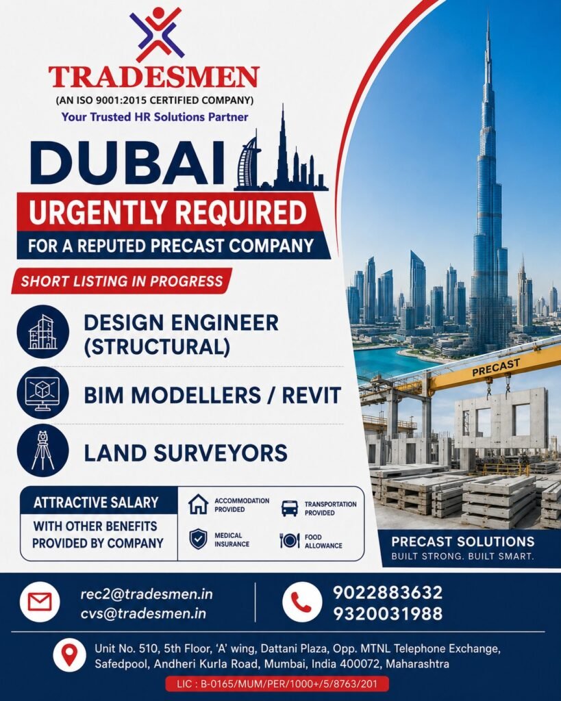 Dubai Jobs 2026 – Urgently Required for Reputed Precast Company in UAE