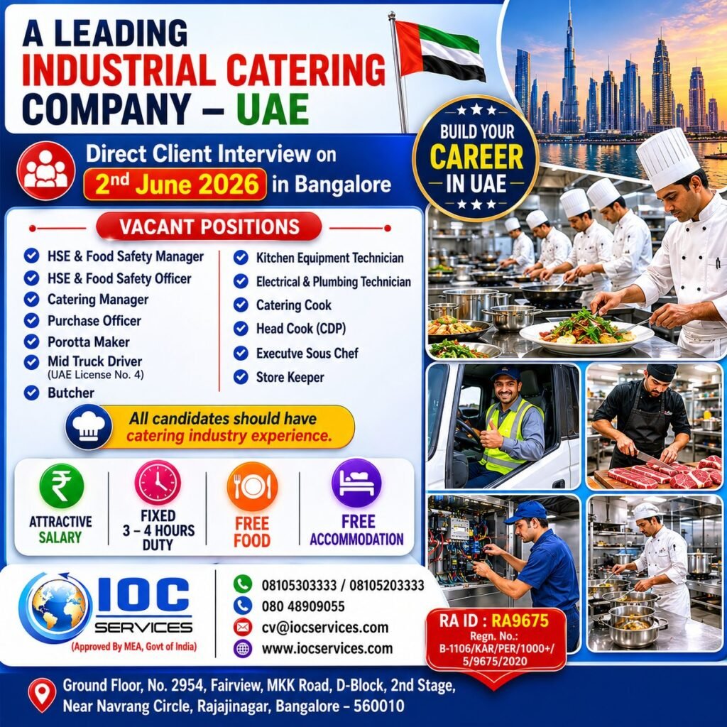 UAE Industrial Catering Company Jobs 2026 