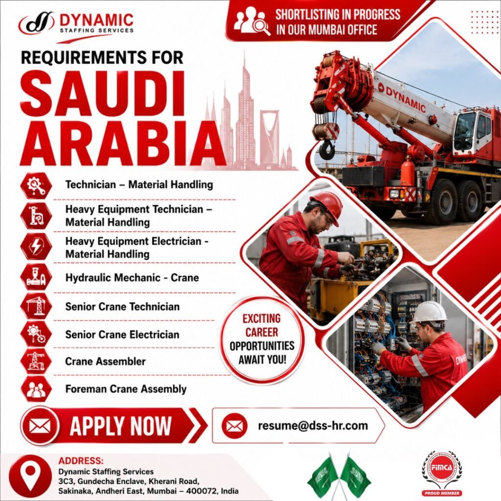 Hiring For Reputed Company in Saudi Arabia