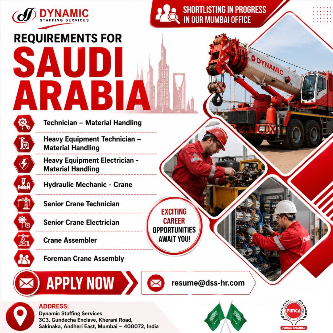 Hiring For Reputed Company in Saudi Arabia