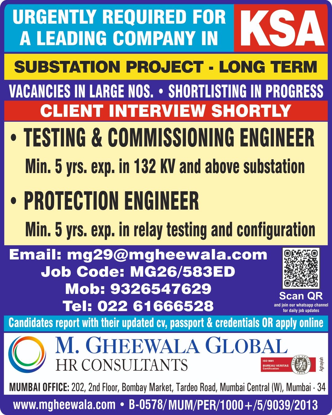 Saudi Arabia Substation Project Jobs 2026 – Hiring Engineers for Long-Term KSA Project