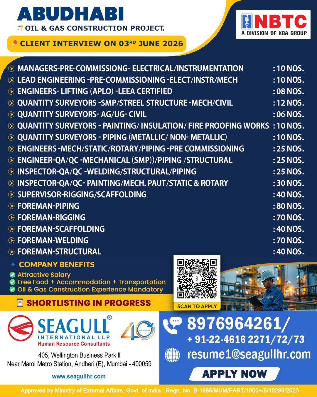 Abu Dhabi Oil & Gas Construction Jobs 2026 – Hiring Urgently