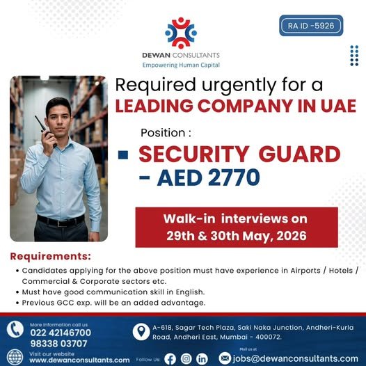 Required Urgently For A Leading Company In UAE