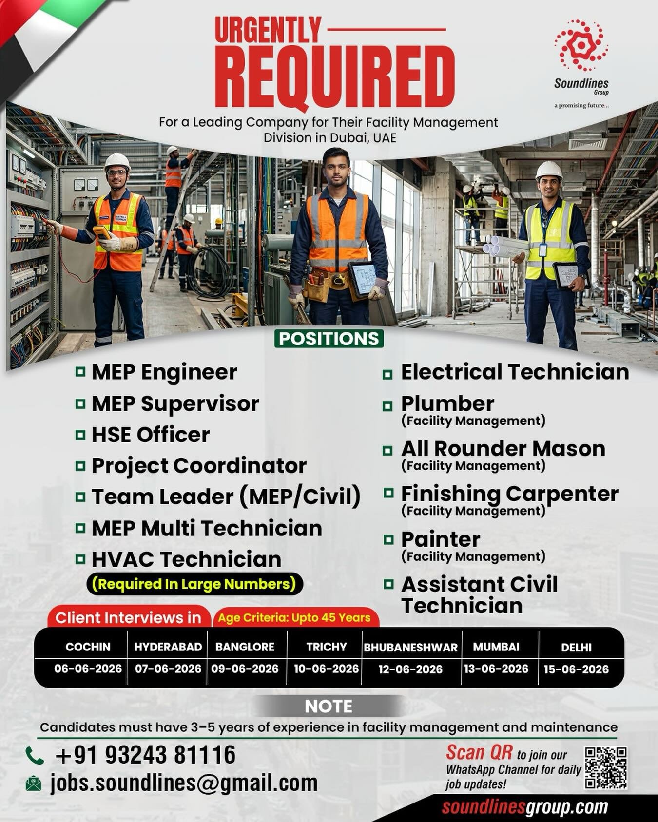 Hiring For a Leading Company for Their Facility Management Division in Dubai, UAE