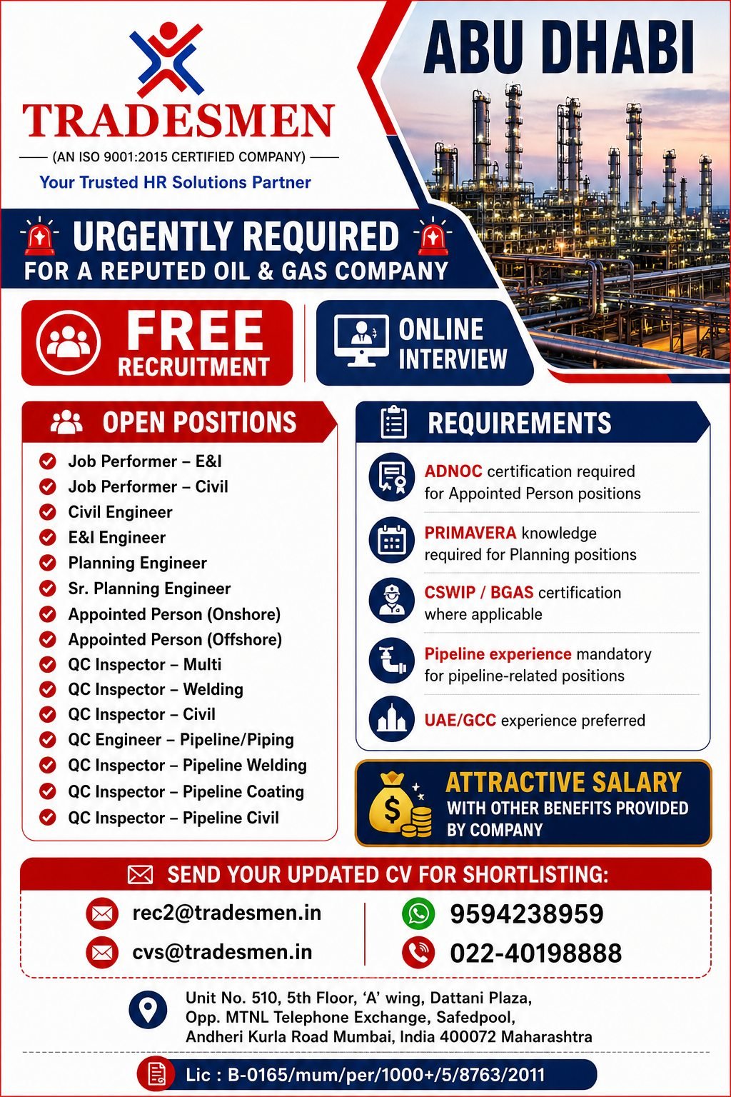UAE Abu Dhabi Oil and Gas Jobs 2026 – Hiring for UAE Projects
