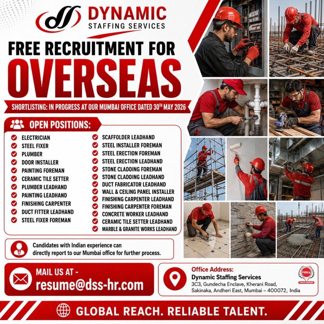 Large Job Vacancies For Overseas - Apply Now