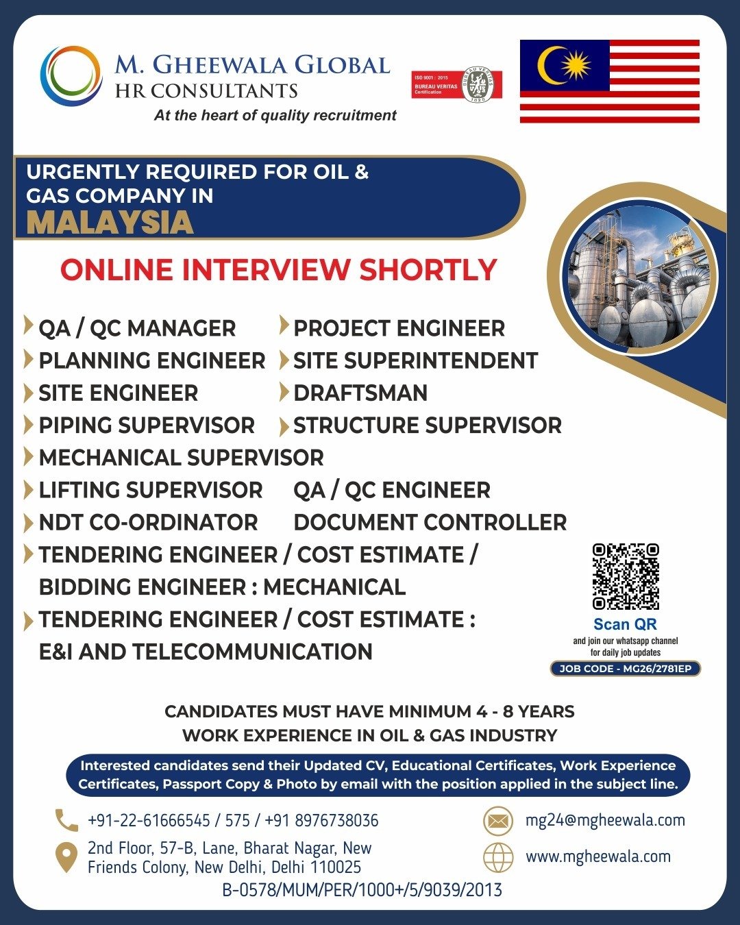 Malaysia Oil & Gas Jobs 2026 – Online Interview - Apply Now