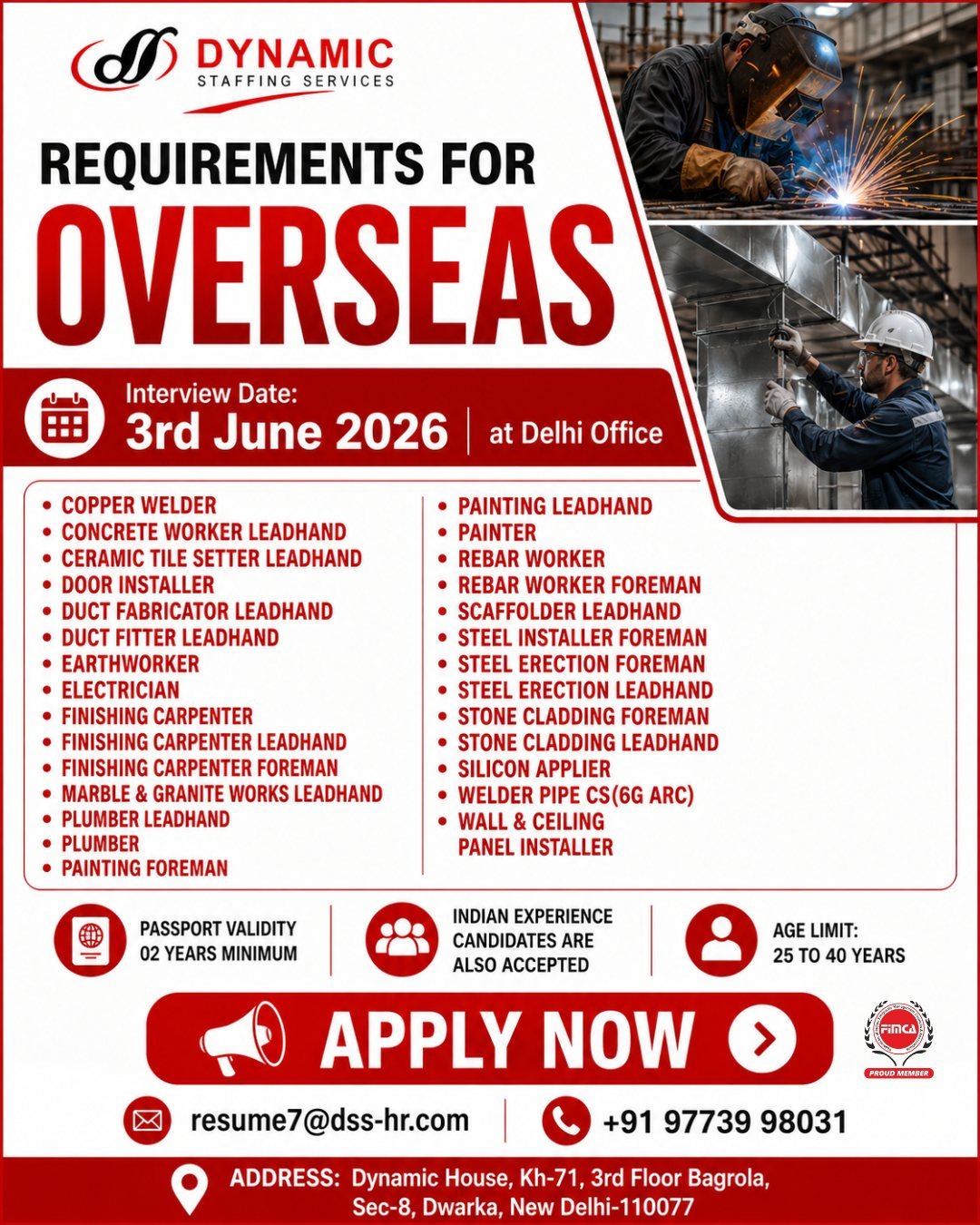 Urgently Hiring For Reputed Company in OVERSEAS