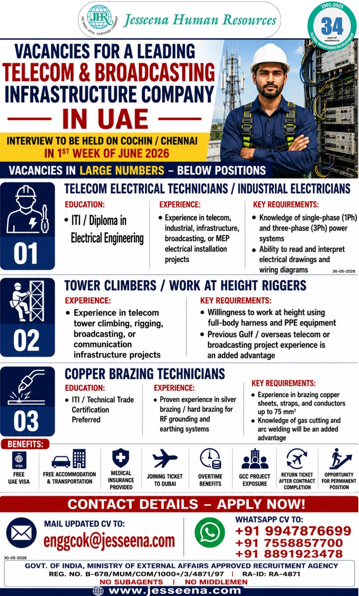 UAE Telecom & Broadcasting Infrastructure Jobs 2026 – Large-Scale Recruitment
