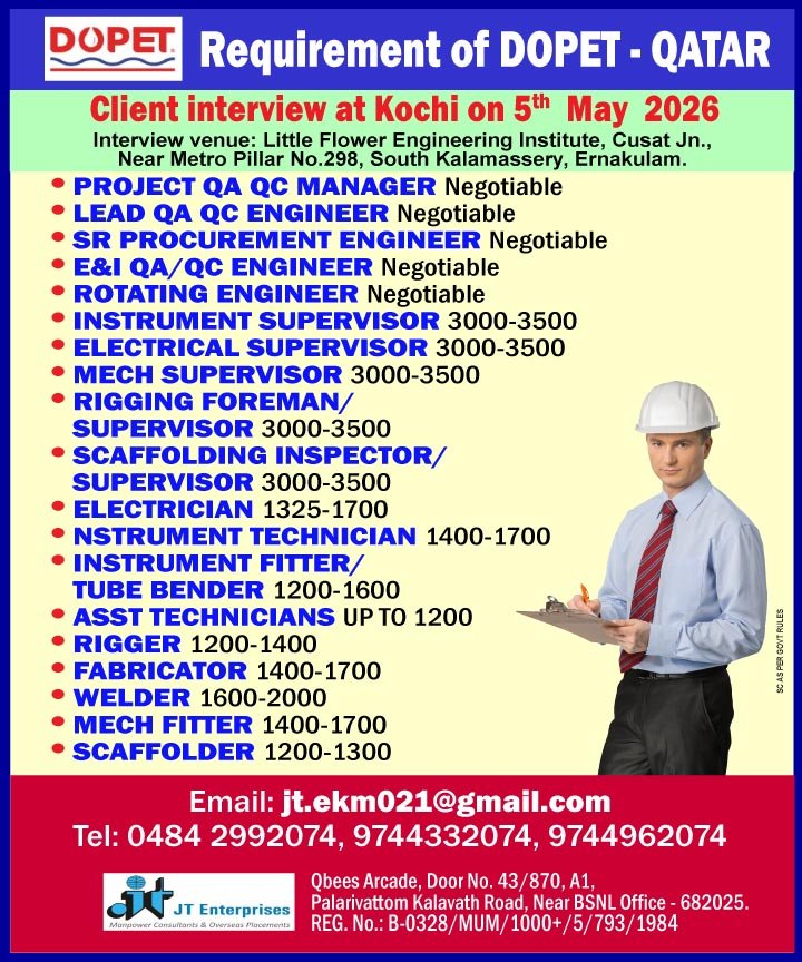 Qatar Jobs 2026 – DOPET Hiring for Oil & Gas Projects 