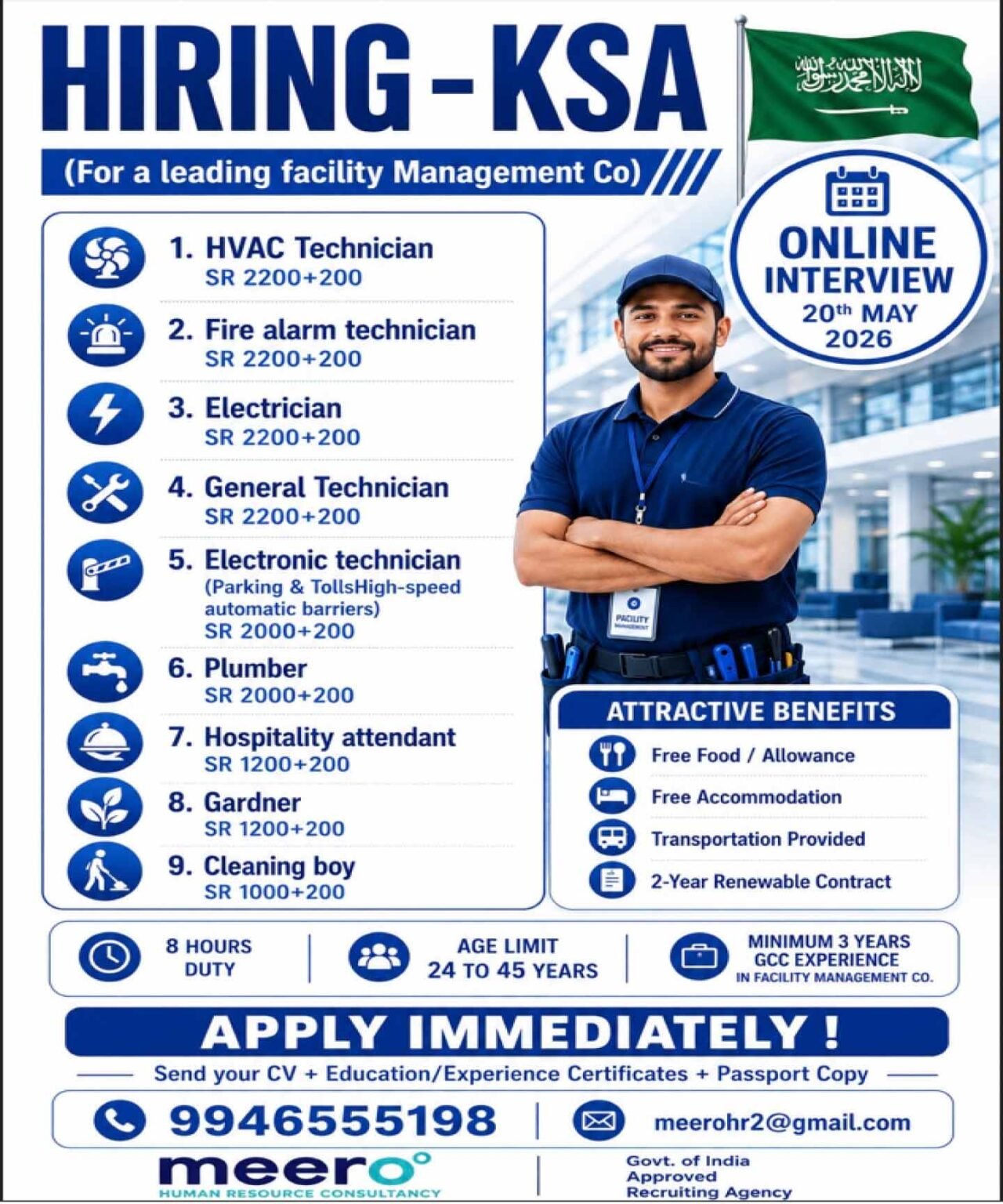 Saudi Arabia Facility Management Jobs 2026 – Urgent Hiring
