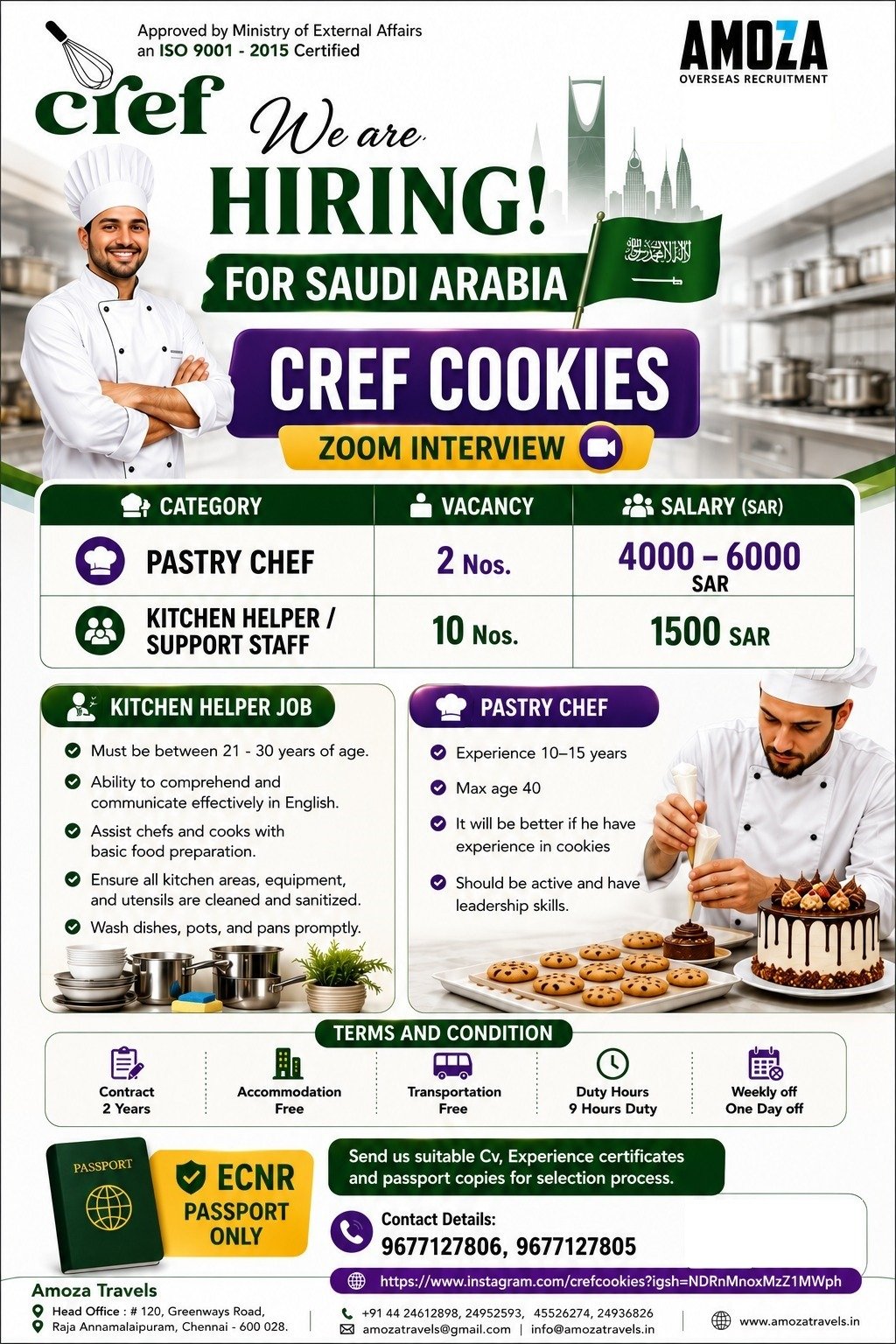 Saudi Arabia Bakery Jobs 2026: Cref Cookies Hiring Pastry Chef & Kitchen Helper Staff