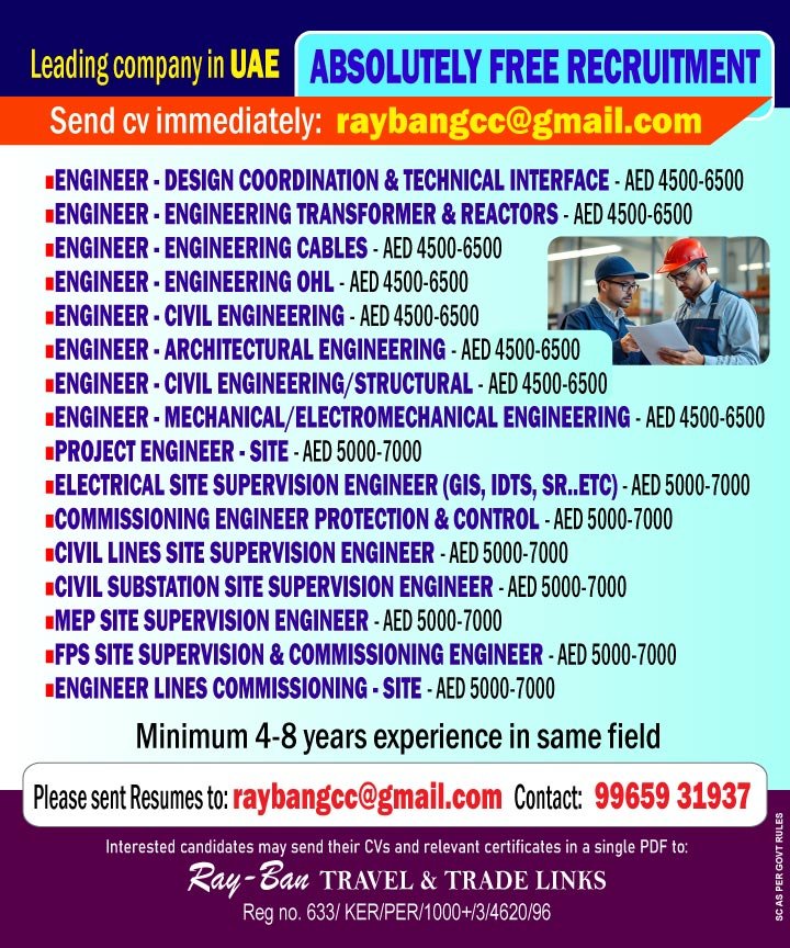 UAE Engineering Jobs 2026 – Free Recruitment for Leading Company