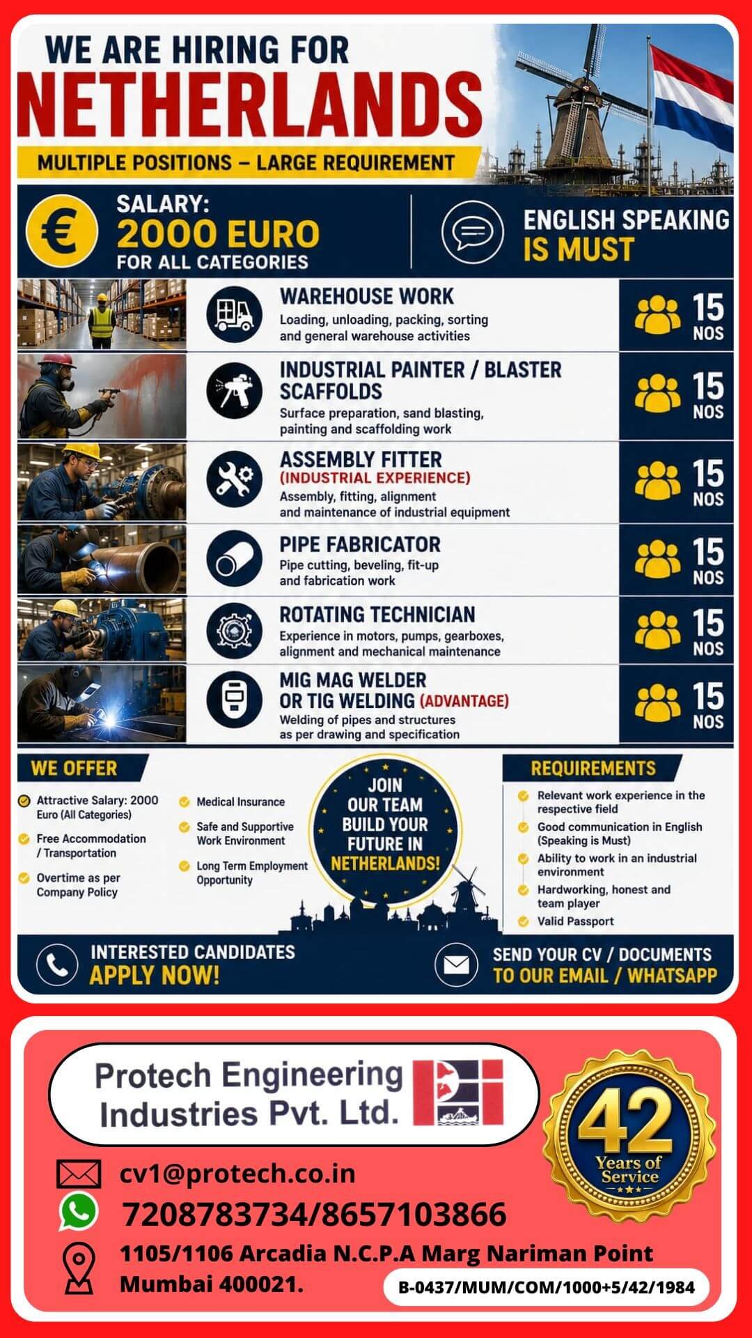 Netherlands Jobs 2026 – Hiring Warehouse Workers, Welders, Fitters & Technicians