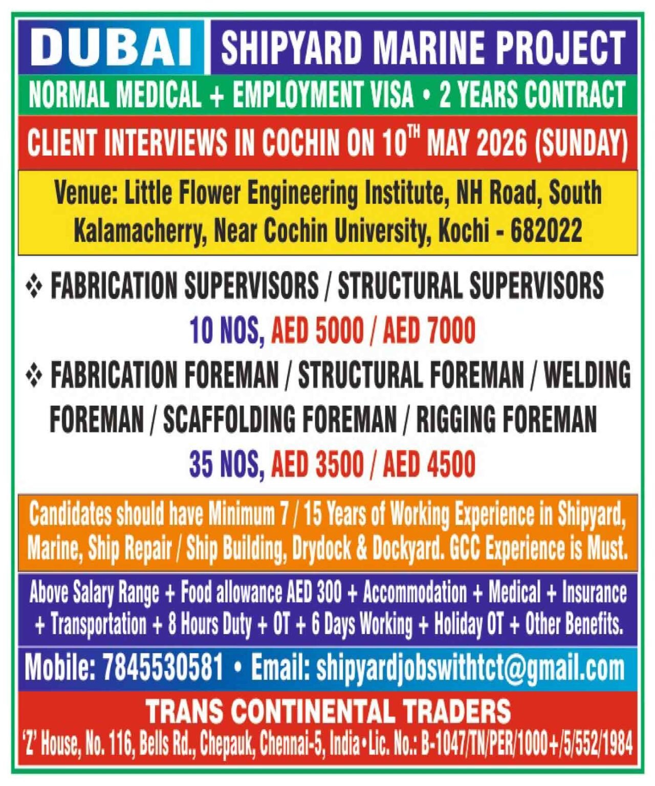 Dubai Shipyard Marine Jobs 2026: Supervisors & Foremen Hiring 