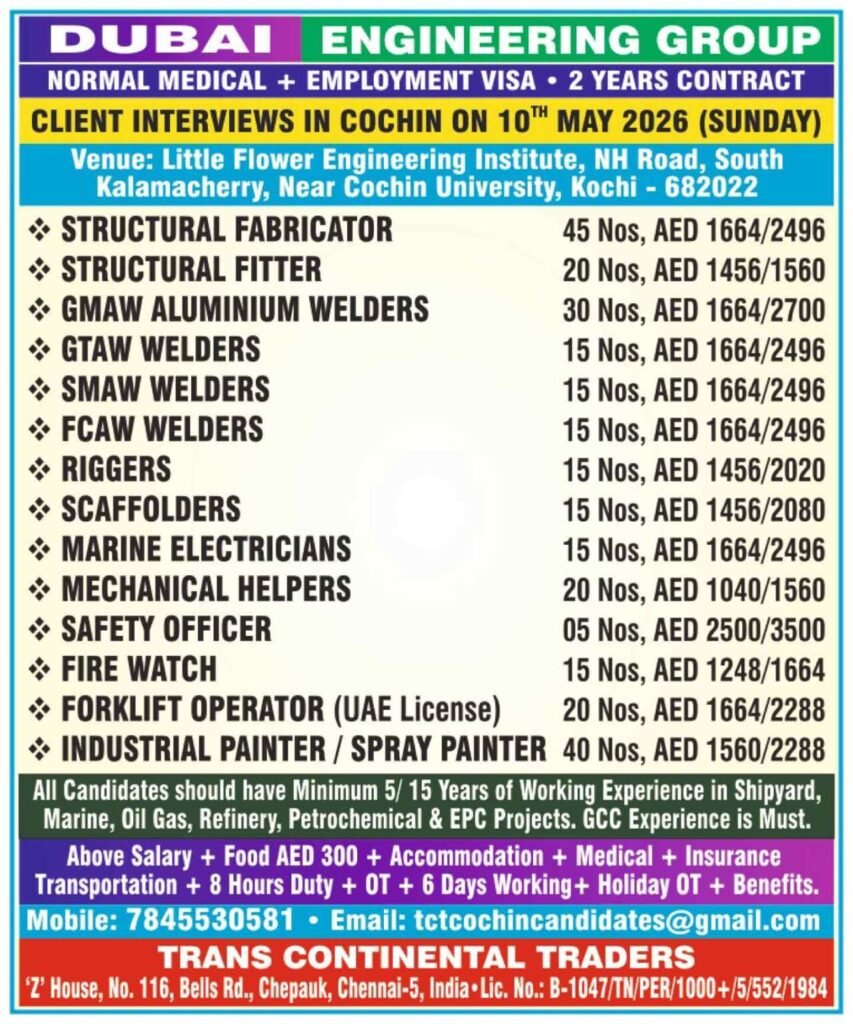 Dubai Engineering Group Jobs 2026: Urgent Hiring