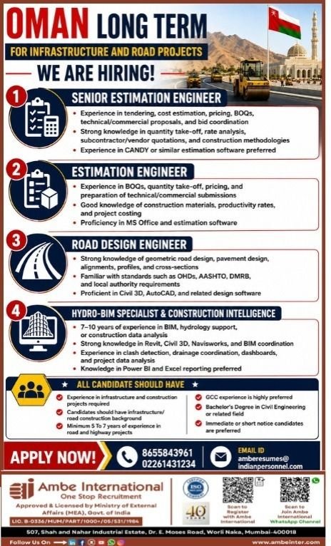 Urgent Hiring For Oman | Long-Term Infrastructure & Road Projects