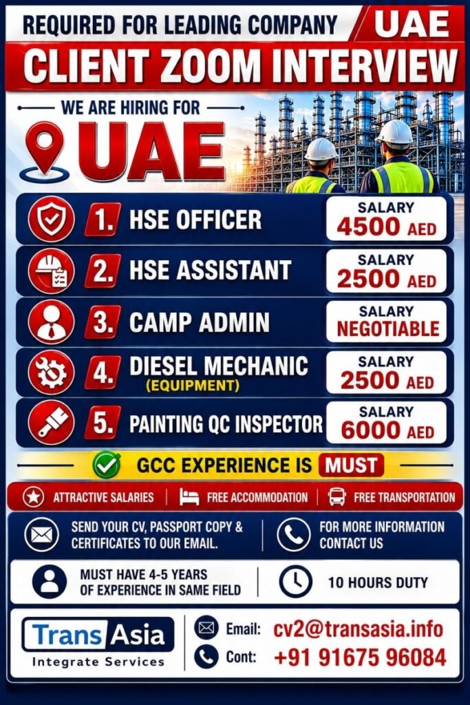 UAE : Hiring For Reputed Company | Client Zoom Interview 