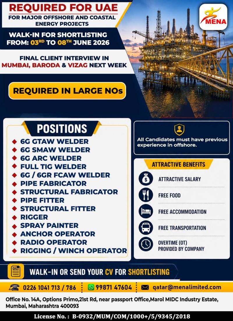 Hiring for Major Offshore & Coastal Energy Projects in UAE