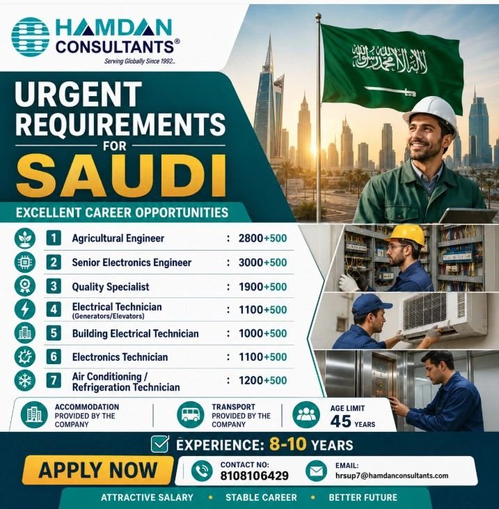 hiring for a Leading company in Saudi Arabia