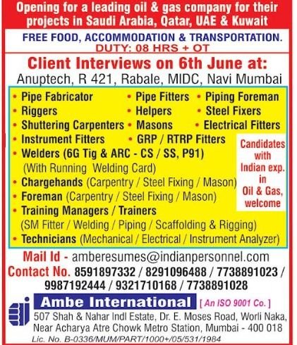 Urgent Hiring for Oil & Gas Projects in Saudi Arabia, Qatar, UAE & Kuwait