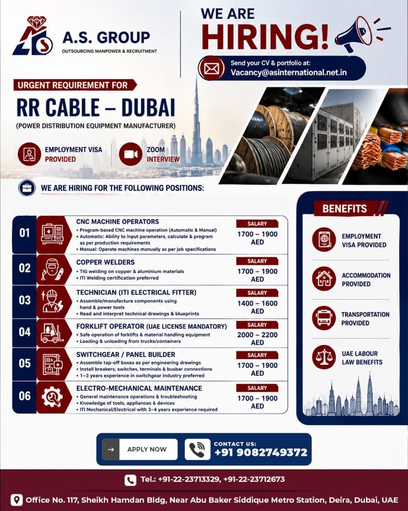 UAE : Urgent Hiring For RR Cable Dubai
