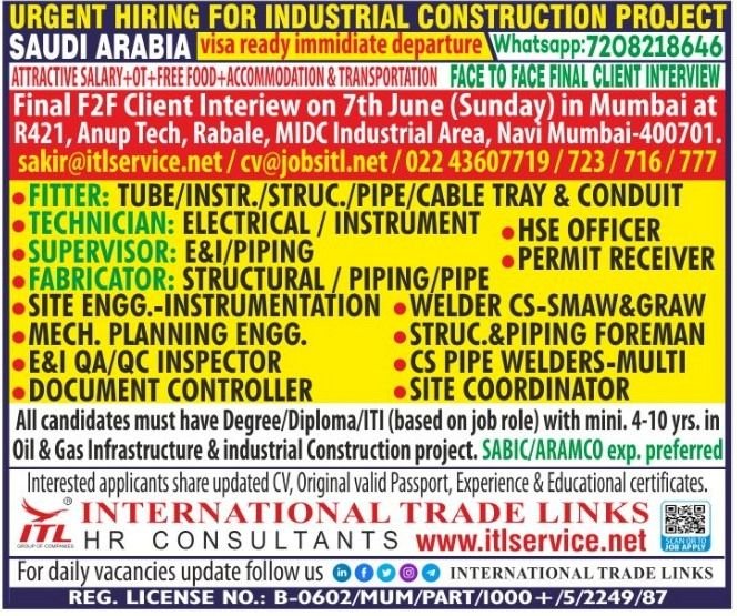 Saudi Arabia Industrial Construction Project Jobs 2026 – Apply Now