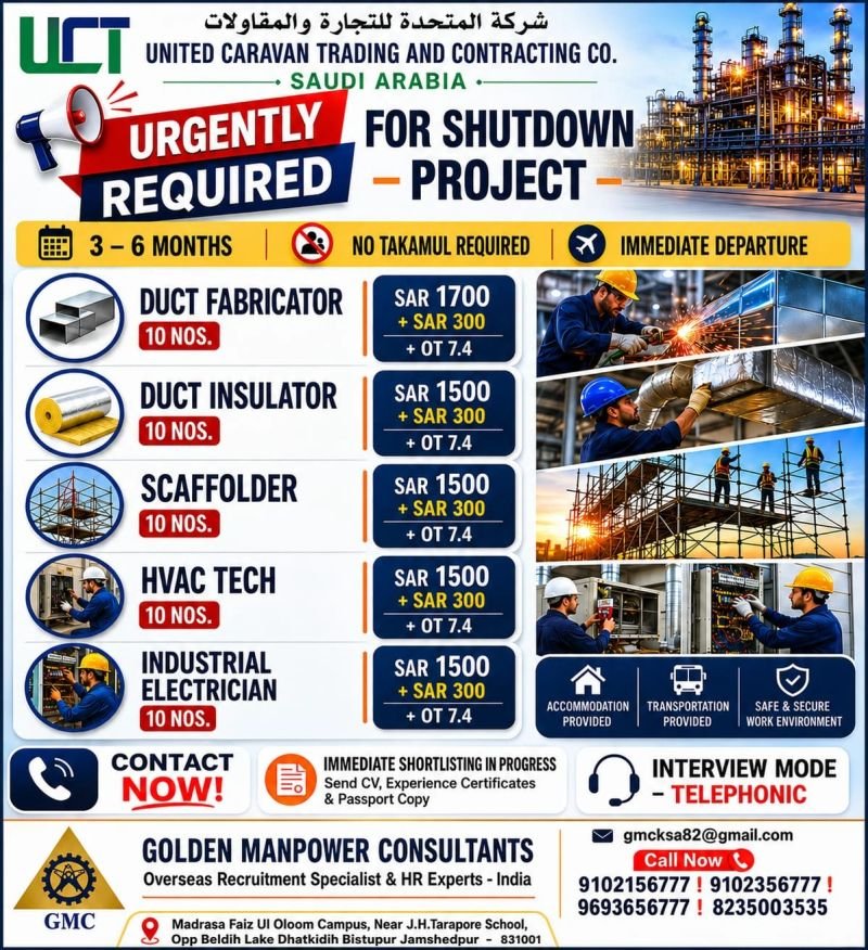 Hiring For United Caravan Trading & Contracting Co. Saudi Arabia