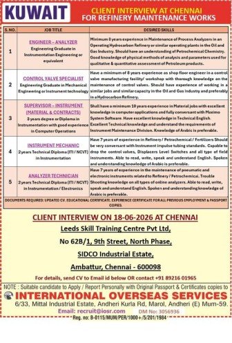 Kuwait Refinery Maintenance Jobs 2026 – Apply Now